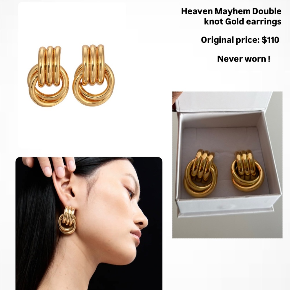 Heaven Mayhem Gold Geometric Knot Earrings